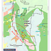 Corey Property Regional Mineral Occurrences & Co Stream Sediment Geochemistry