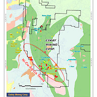 Corey Property Regional Mineral Occurrences & Cu Stream Sediment Geochemistry