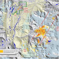 Eskay Mining Corp projects illustrating the 100% owned Corey in the south, and the 80% owned Kirkland Lake Gold Joint venture to the north