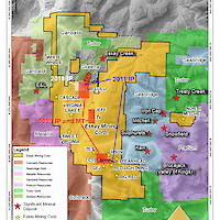 Figure 3: Map showing Eskay Mining’s planned Skytem survey areas as well as historic electromagnetic survey areas.